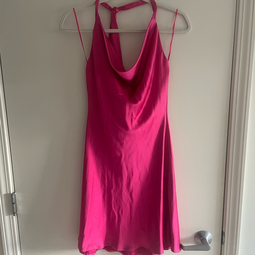 Altar'd State Pink Daphne Satin Mini Dress